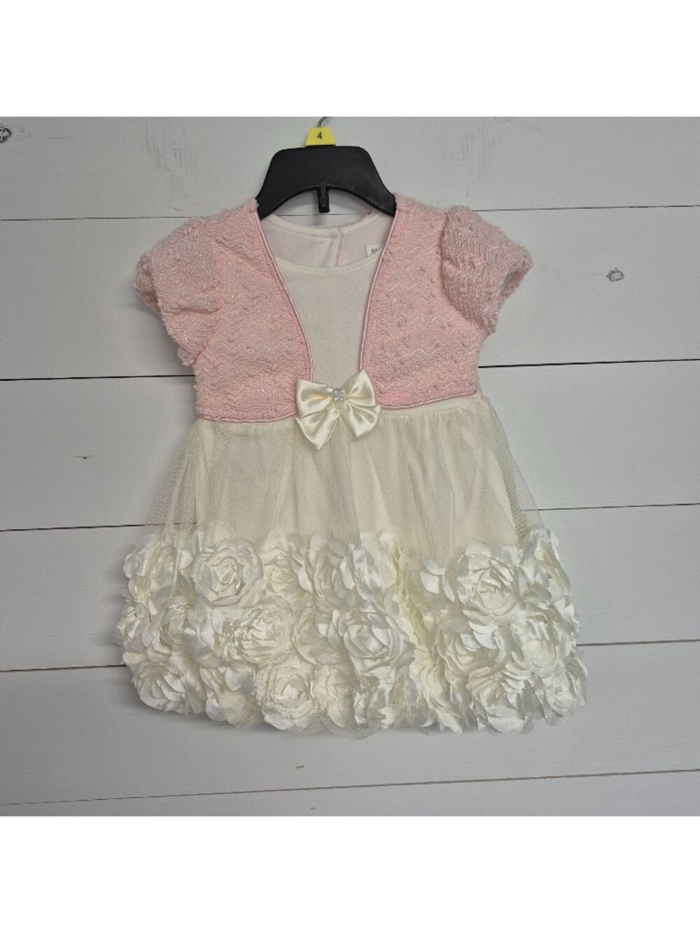 Nannette Baby Girls 24M Pink & Ivory Dress With Floral Rosette Skirt - Picture 1 of 6